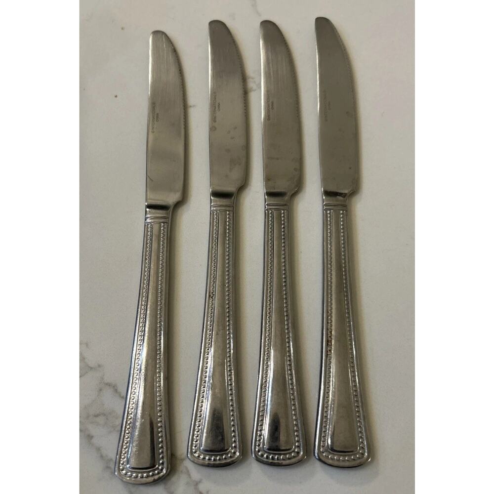 INTERNATIONAL PRECISION BEADED STAINLESS Steel‎ DINNER KNIVES 9 1/8" Set Of 4